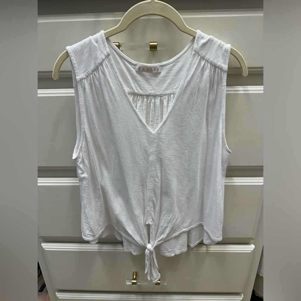 Karlie White Tank Top with tie